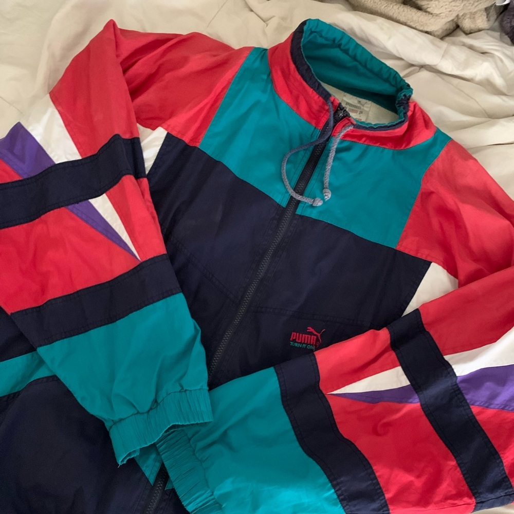 Puma 90s Multi-Color Vintage Windbreaker Jacket Size Large